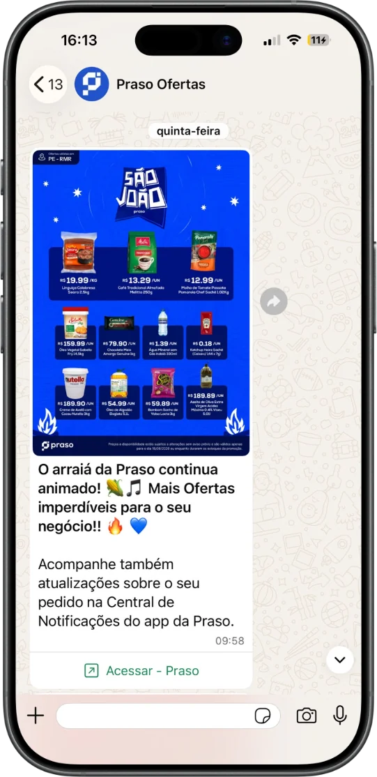 Encarte de ofertas no WhatsApp