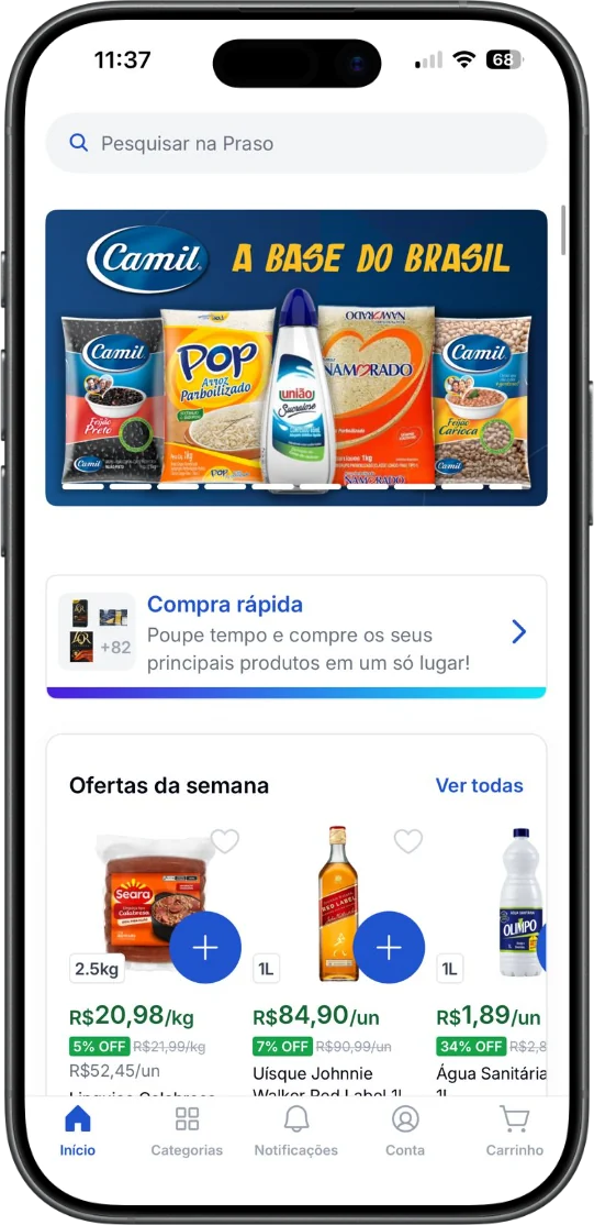 Banner da Camil na home do app
