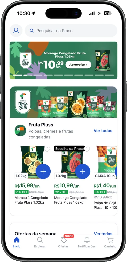 Banner da Fruta Pluss na home do app